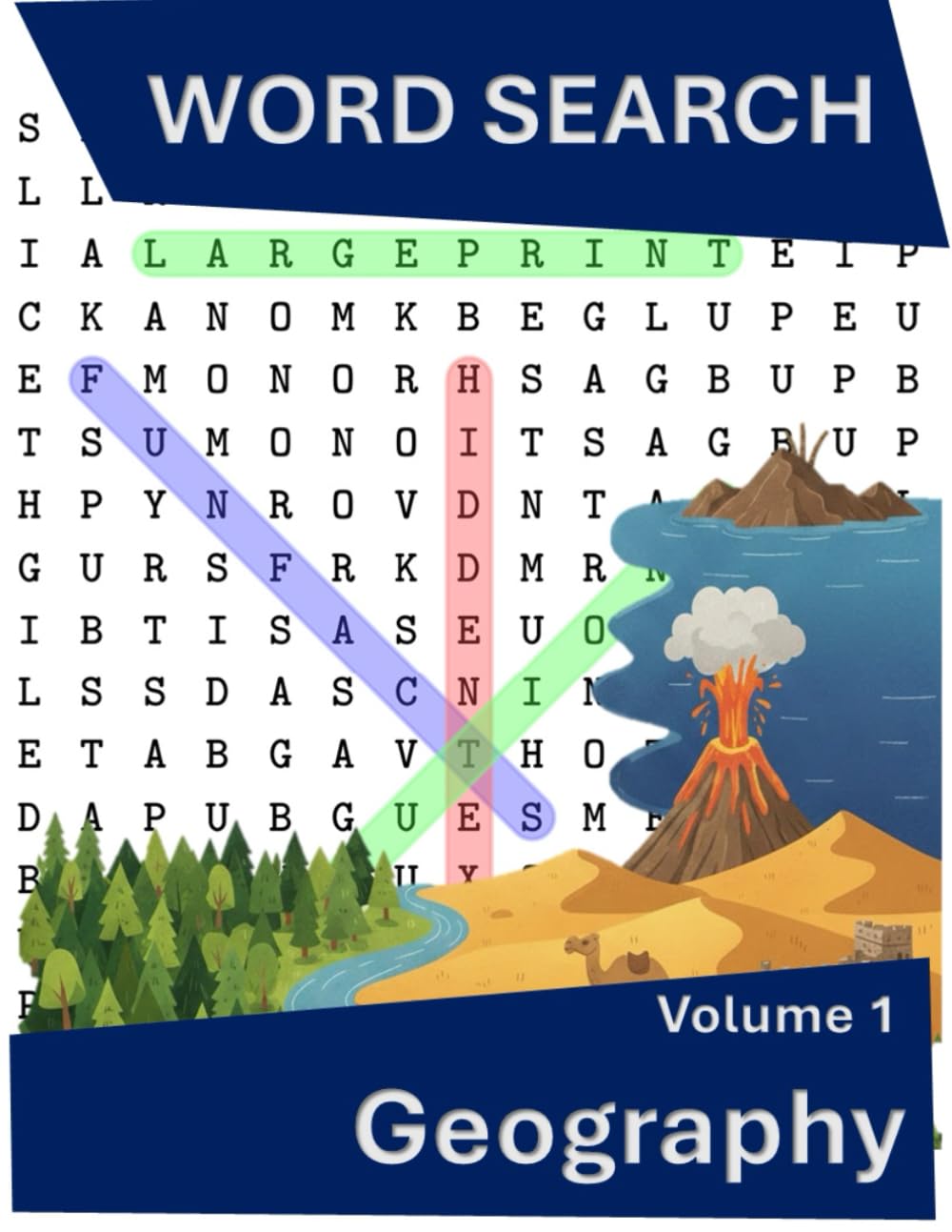 Geography - word search: Large print word search puzzles about geography