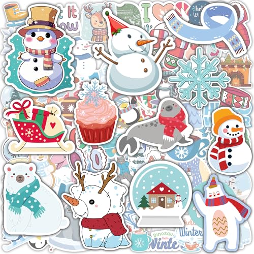 OHOME Winter Stickers | 100 PCS Snowflake Stickers for Kids - Vinyl Winter Games Toys Gifts Activities Party Favors Supplies - Snowman Crafts Bulk for...