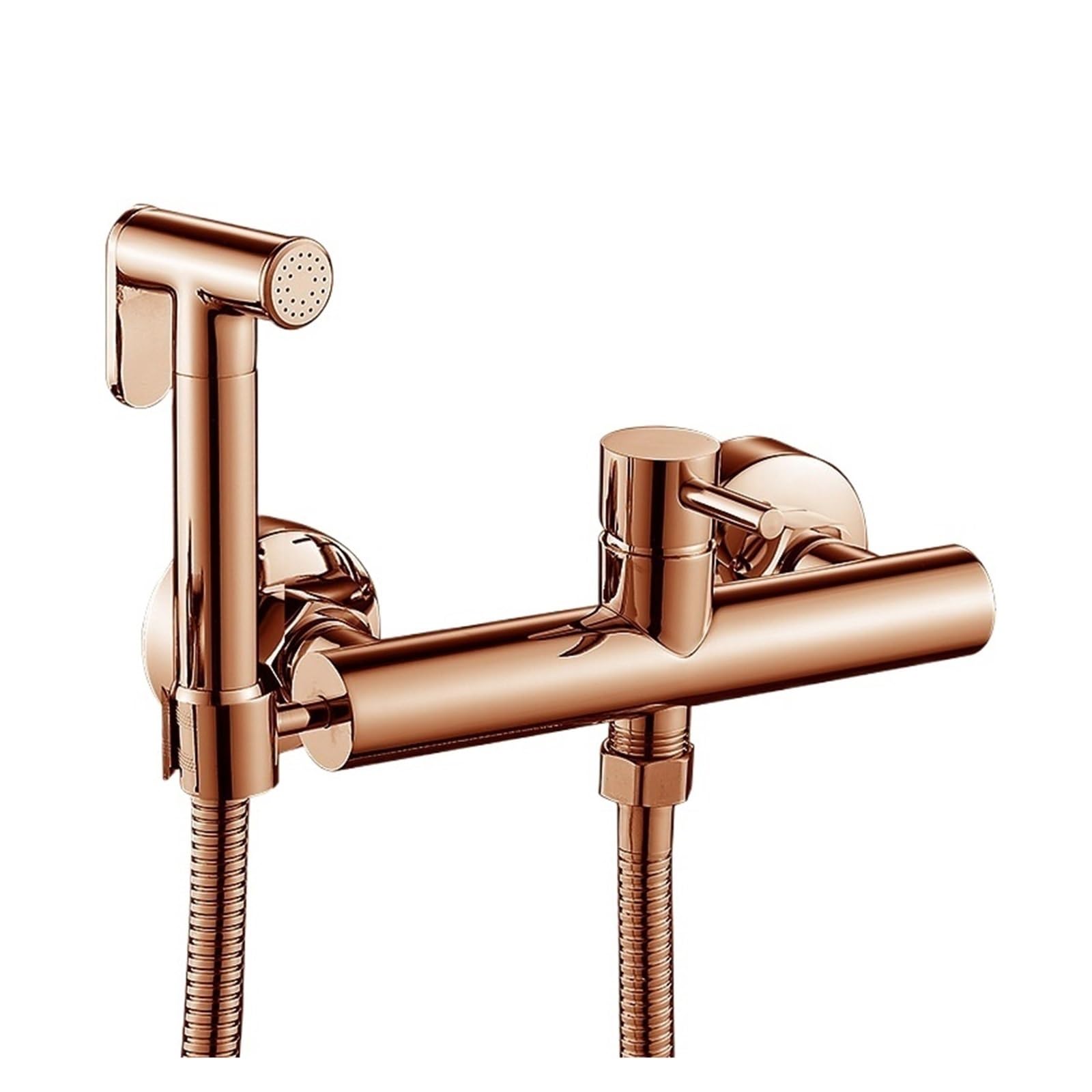 Zestaw Natryskowy Bidetowy Do Toalety, Mosiężny, Dwufunkcyjny, Bateria Bidetowa, Łazienkowa, Natryskowa, Pistolet Wysokociśnieniowy Wysokie CiśNienie Wody(Rose Gold)