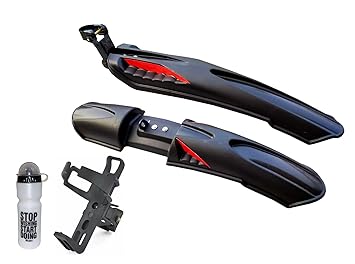 ABC AMOL BICYCLE COMPONENTS Bicycle Front & Rear Dual Tone Mudguard + 1 Bottle & Bottle Holder