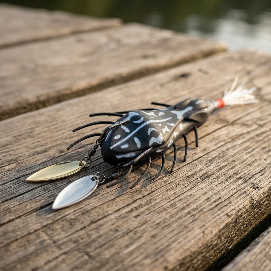 25g Black & White Soft Frog Fishing Lure with Weedless Double Hooks & Twin Tail Spoons for Bass, Snakehead, Pike Predator Fish-image-26
