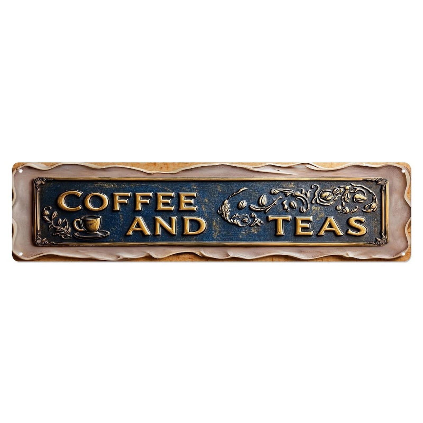 Jdyansheng Vintage Coffee And Teas Sign Pattern Tin Sign Metal Poster Metal Signs For Home Man Cave Bar Cafe Kitchen Laundry Room Wall Decorations 4X16 Inches