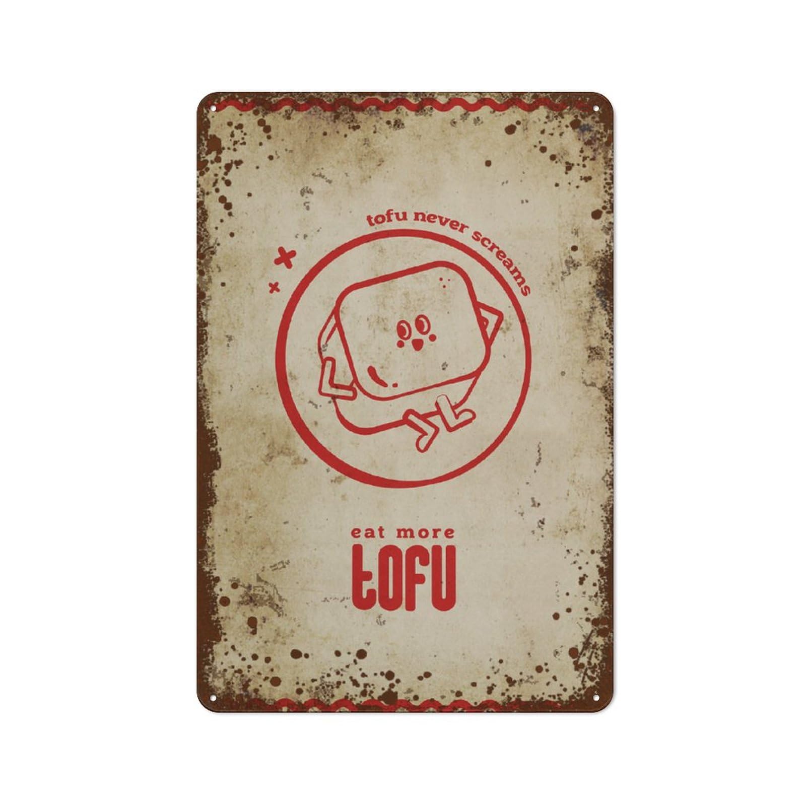 Kwqdozf Style-11 8X12 Inch Tofu Never Screams Eat More Tofu, Retro Eat Tofu Art Decor, Funny