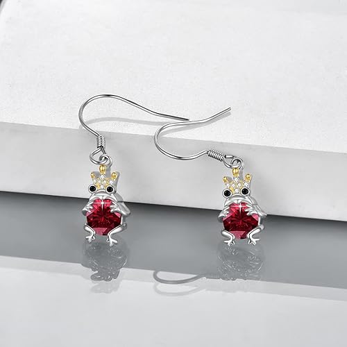Miniatura 3 de POPKIMI Aretes de rana de plata esterlina S925 con diseño de rana, regalos de cumpleaños para hija, nieta, piedra natal de julio