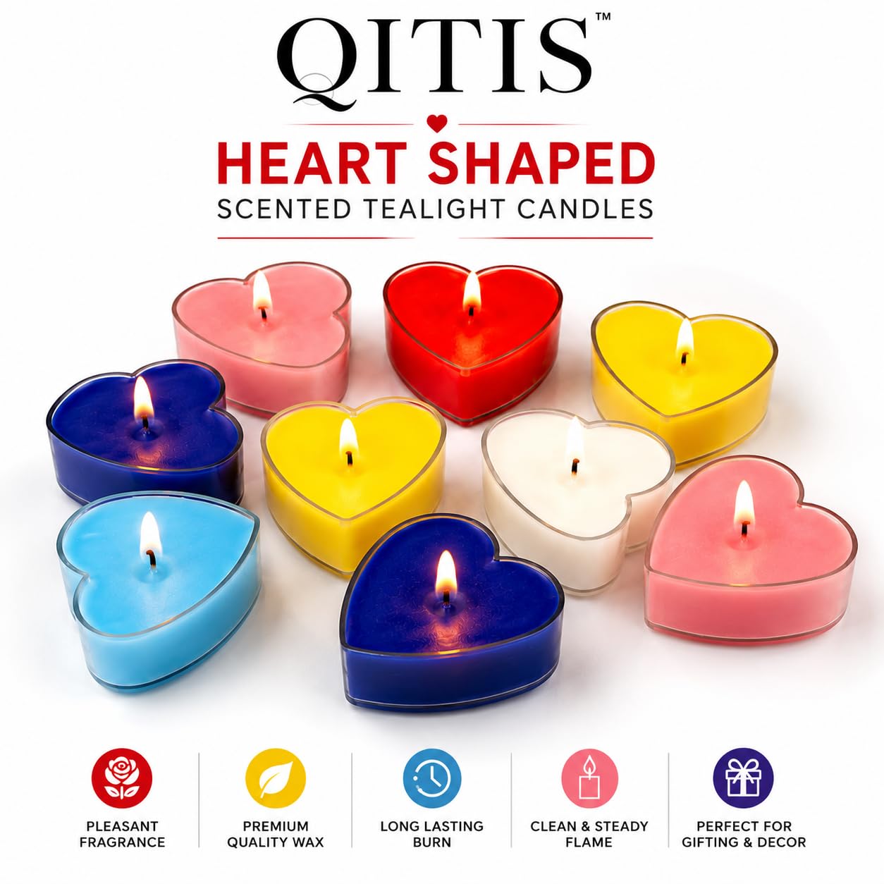 Heart Candles - Multicolor Tealights for Home Decor -7 Heart Candles - Multicolor Tealights for Home Decor -7