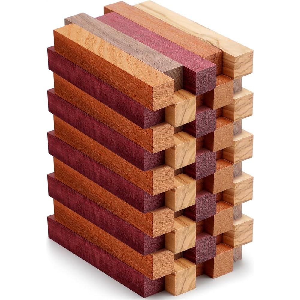 Sknrlko DIY Crafts for Making Pen Blanks Turning Supplies 10 Pcs Exotic+ Wood Turning Kits for Woodcarving Projects A