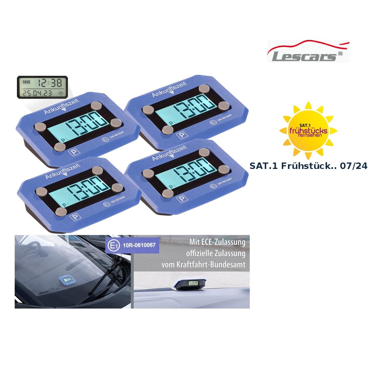 Lescars Elektonische Parkscheibe: 4er-Set ultrakompakte, Digitale e-Parkscheiben mit ECE-Zulassung (Elektrnische Parkscheibe, Auto, Elektronische)
