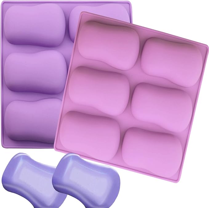 2 Pack Oval Silicone Soap Molds，6 Cavity Soap Molds for