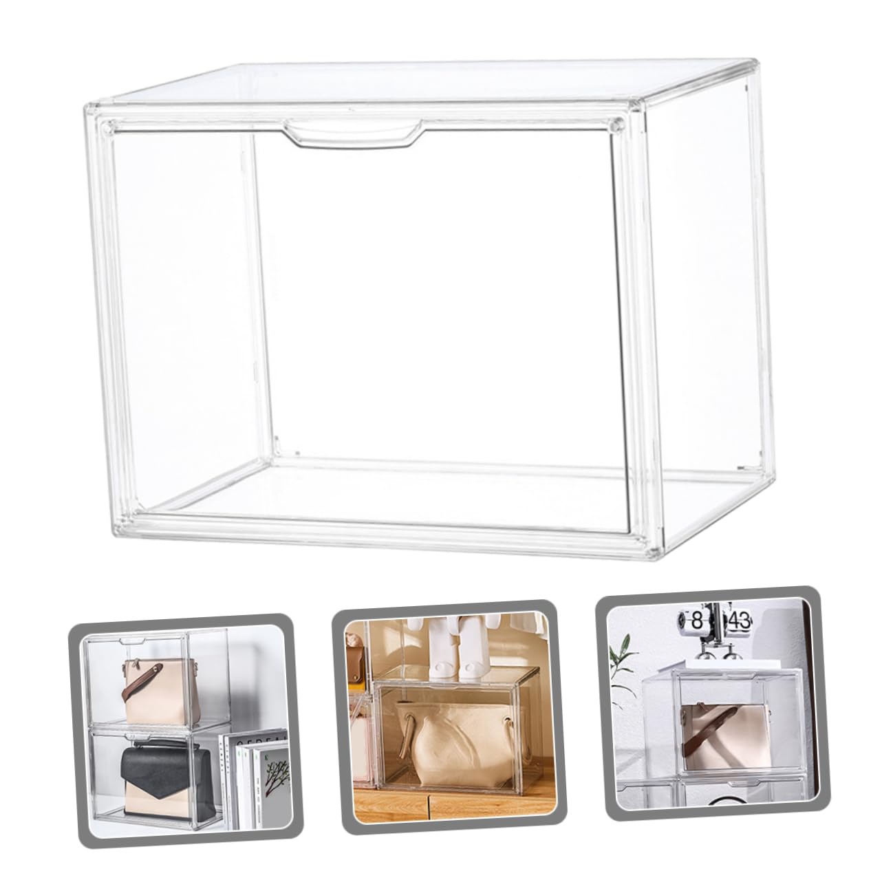 Alipis Vitrina Transparente Grande Puerta para Muñecas Zapatos y Caja de Exhibición de Plástico Organizador Antipolvo para Almacenamiento de Colecciones y de