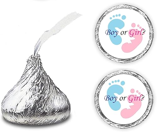 324 etiquetas de besos de huellas de revelación de género para baby shower o baby shower, decoración de fiestas o eventos, calcomanías para niños o