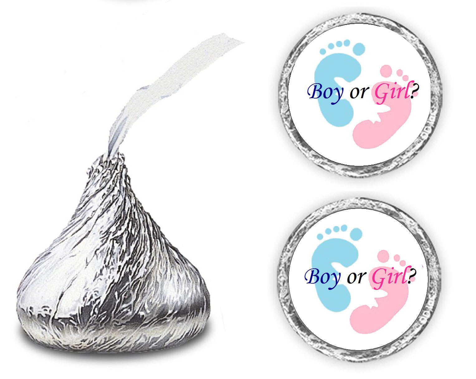 324 Gender Reveal Footprints Kisses Labels for Baby Shower Or Baby Sprinkle Party Or Event Decorations, Boy or Girl Stickers, Wrappers, Favors (Pink,