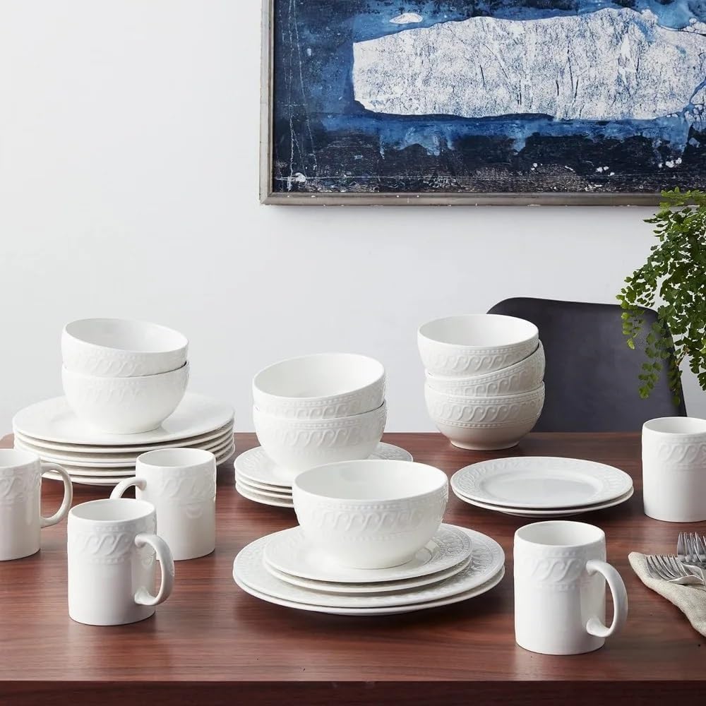Dinner Plates Set 32 Piece Plate Set Kitchen Tableware Dish Ceramic Dishes To Eat Sets Food Dining Bar Home