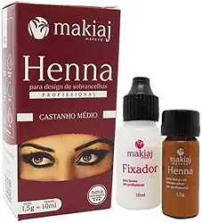 HENNA PARA SOBRANCELHAS CASTANHO MÉDIO 1,5G MAKIAJ