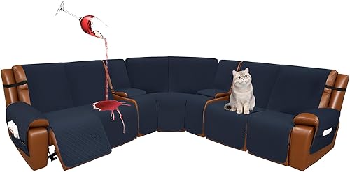 Miniatura 21 de Fundas de sofá seccional reclinable 100% impermeable de terciopelo para sofá seccional en forma de L, juego de fundas de sofá de esquina acolchadas