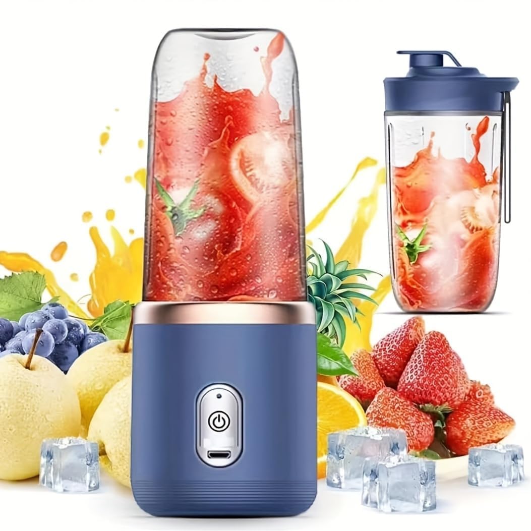 Portable Juicer Blender for Smoothies & Juices | USB Rechargeable Mini Blender Bottle | 400ml Shake Maker with 1800mAh Battery | Personal Smoothie Mixer for Home, Travel, Gym