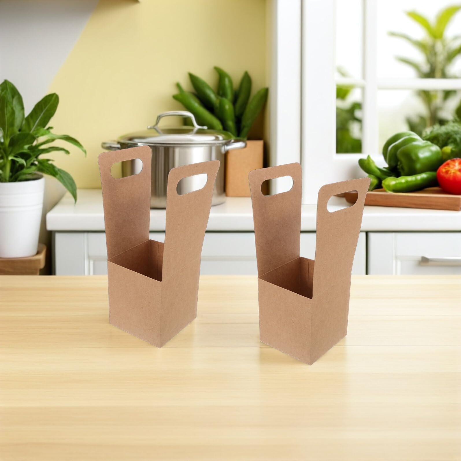 Ciieeo 30pièces Porte-gobelets Portables Carton Ondulé Avec Poignée Pour Boissons à Emporter Comme Café Ou Thé Lait