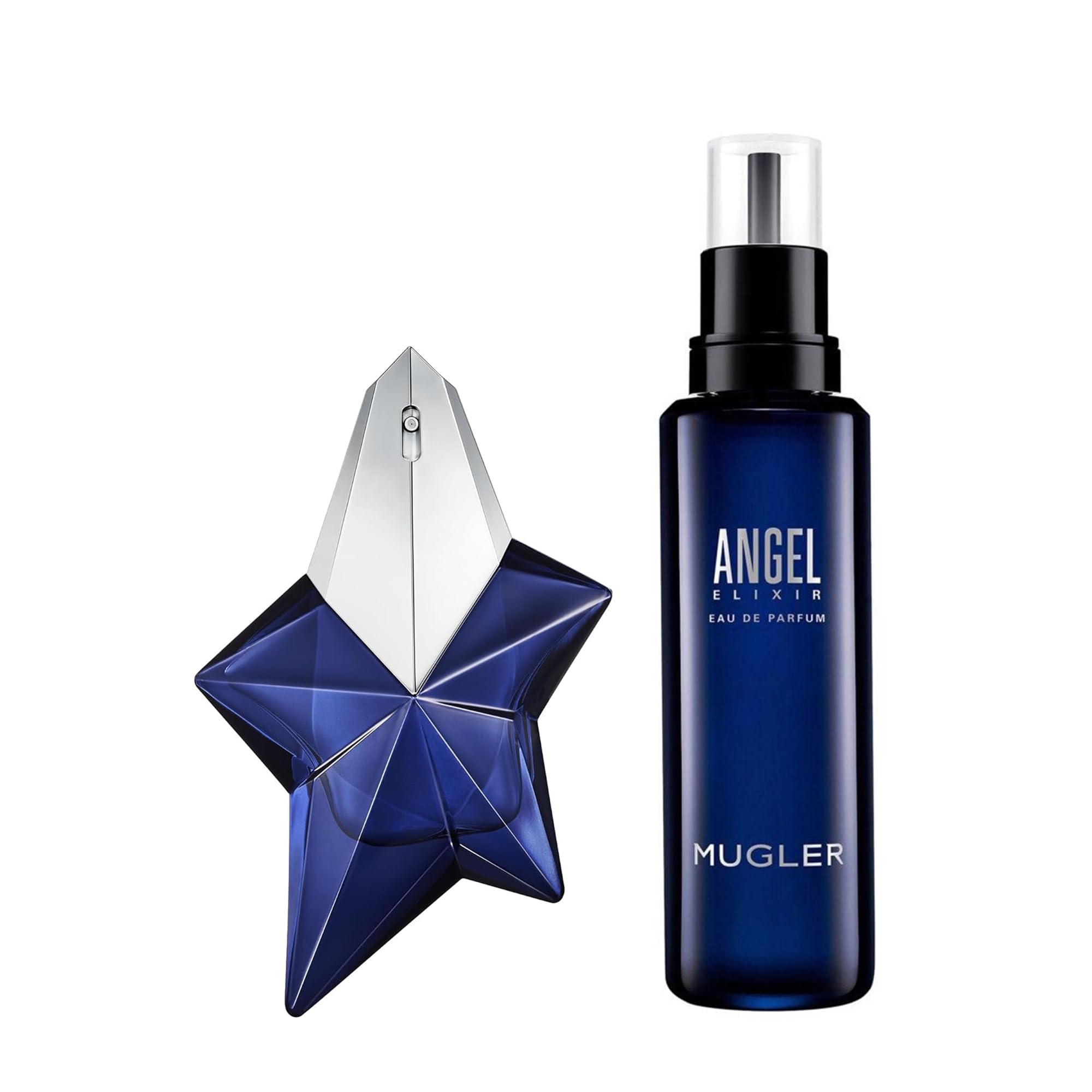 MuglerAngel Elixir - Eau de Parfum - Womens Perfume Refill Bundle- Floral & Woody - With Sandalwood, Amber, and Vanilla - 1.6 Fl Oz Refillable Perfume & 3.3 Fl Oz Refill