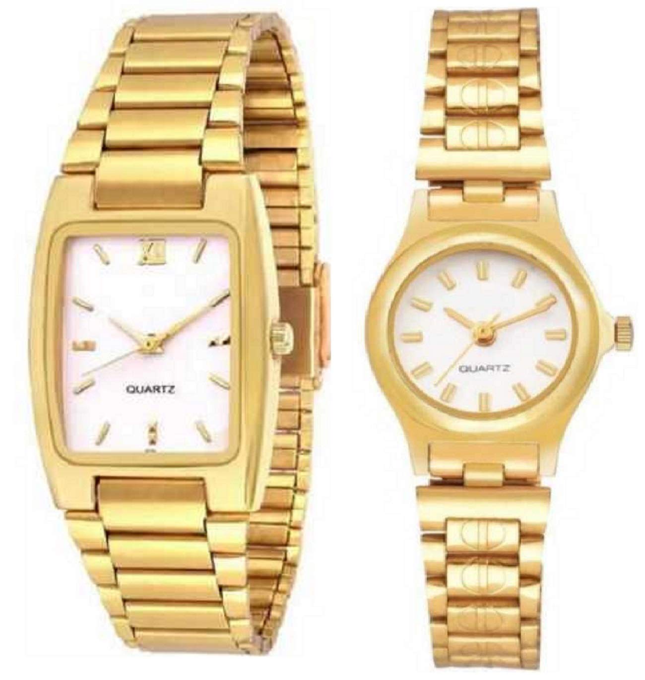 ZUPERIA Analogue Men & Womens Watch (White Dial Golden Colored Strap) (Pack of 2) (B0837V841Y) Amazon Price History, Amazon Price Tracker