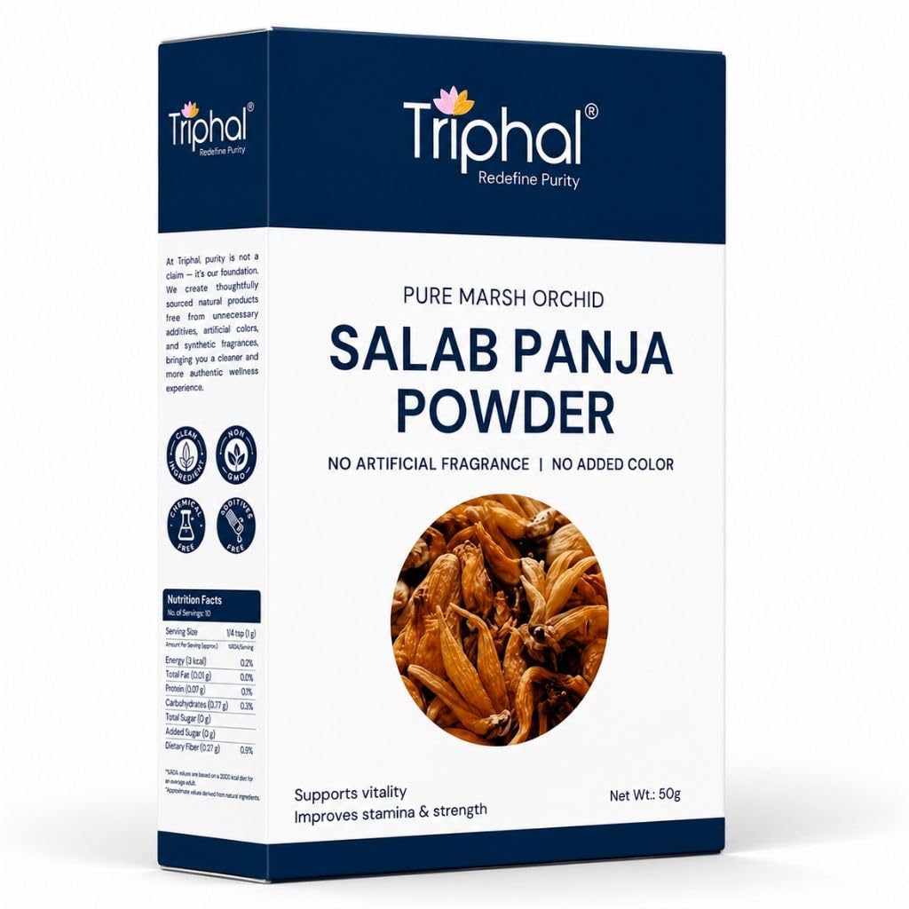 TRIPHAL Salab Panja Powder/Salam Panja Churna/Marsh Orchid 10g | Original and Pure Herb Powder | Fresh Pack | Chemical Free | Non GMO | Preservative Free-image-28