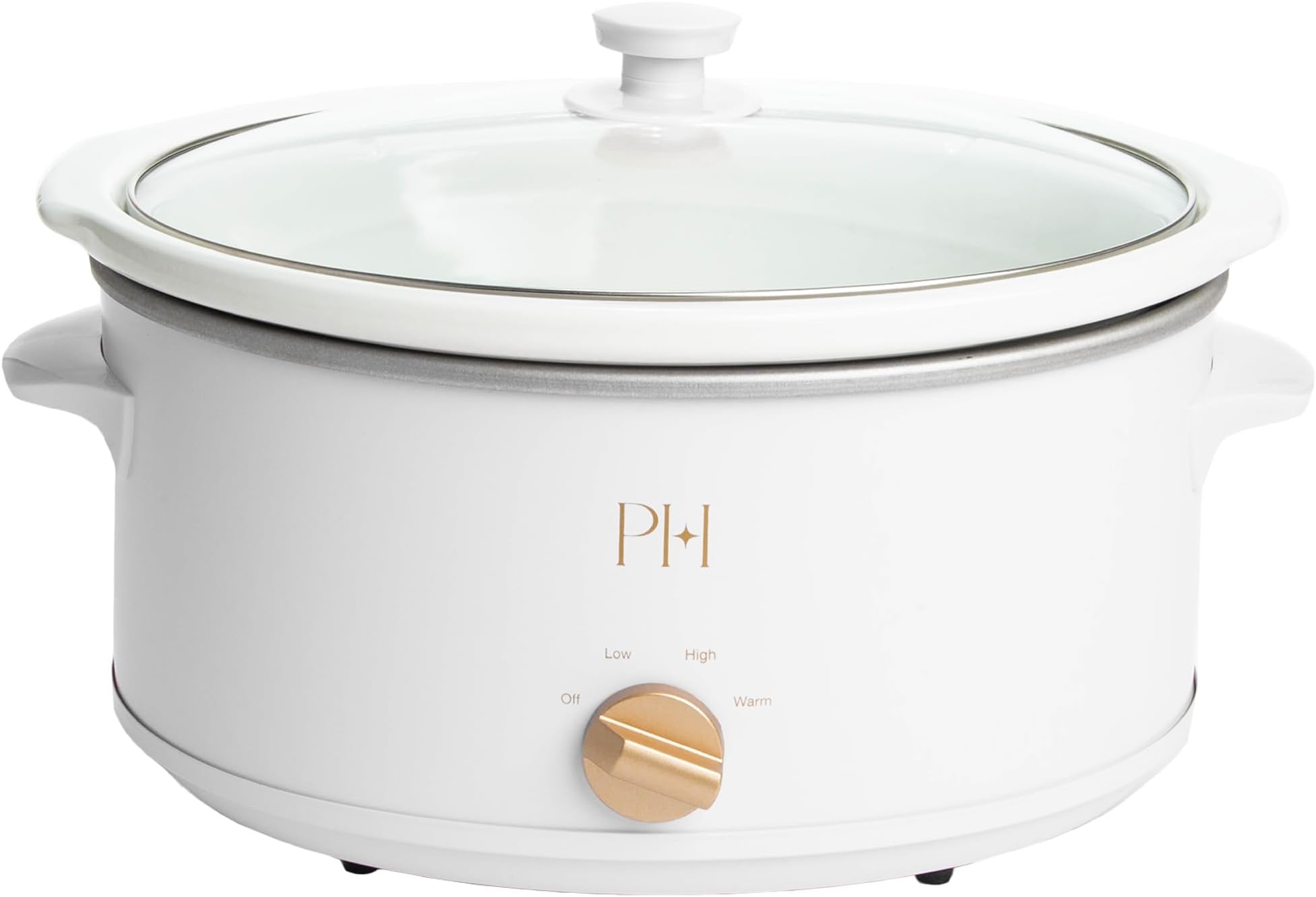 6-Quart Manual Slow Cooker, Features Three Settings (Low, High, Warm), Naturally Nonstick and Dishwasher Safe Stoneware Insert, Family Sized Capacity, White