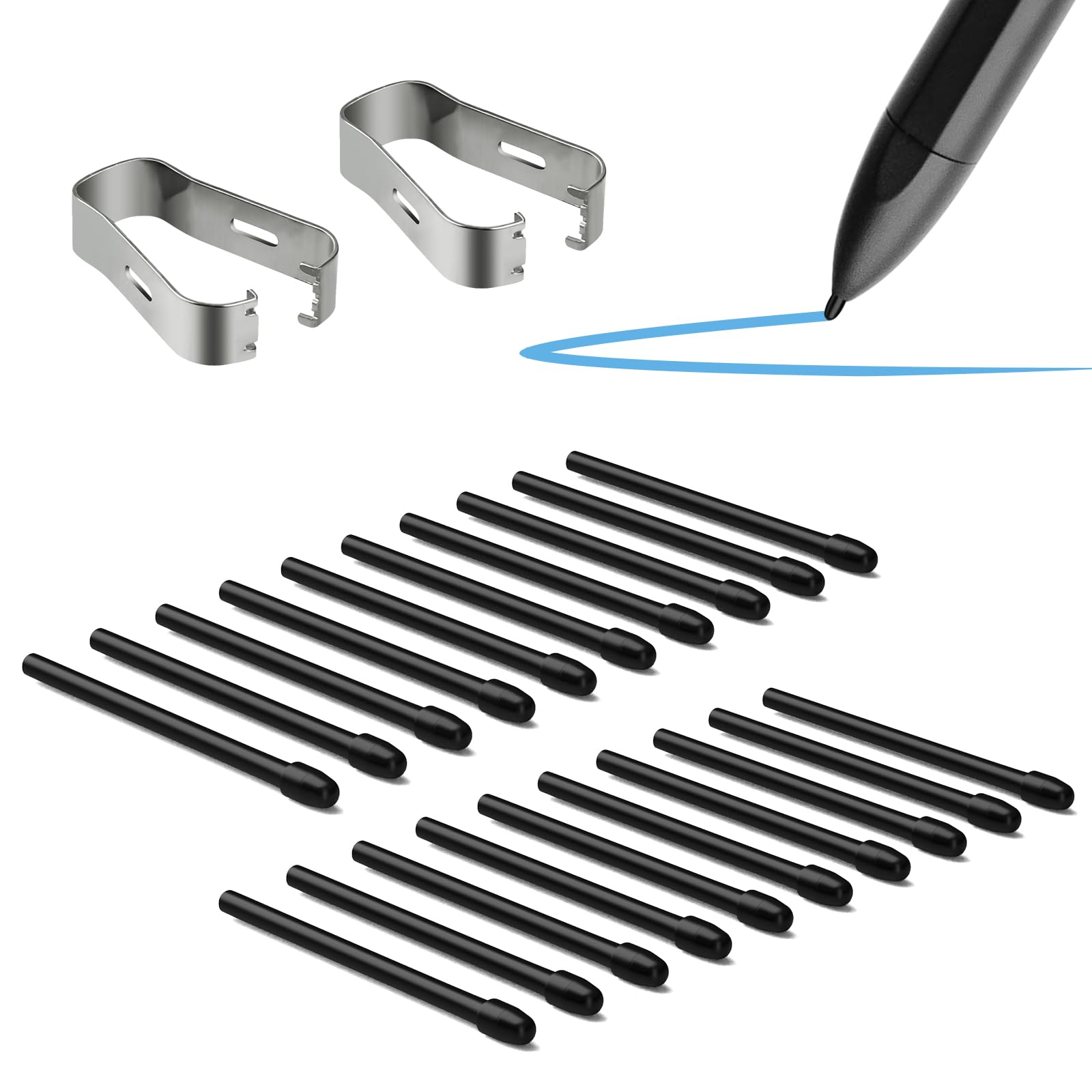 Replacement Tips for Remarkable 2, Durable Pen Tips Compatible with Remarkable 1/2 Stylus,Marker Plus Pen,Sensitive & Titl Pressure Marker 2 Pen Nibs (20PCS) with Tool Black