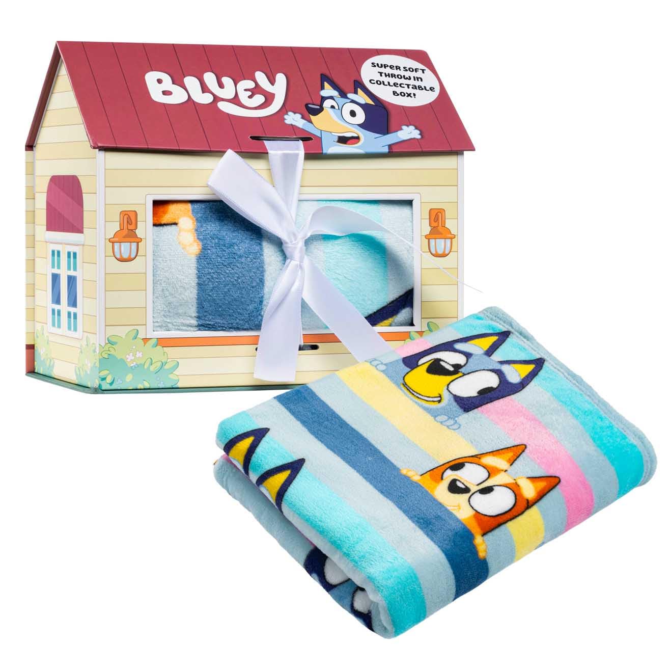 Jay Franco Bluey Throw Blanket with Gift Box - Throw Measures 46 x 60 Inches – Super Soft Special Edition Fleece Bedding