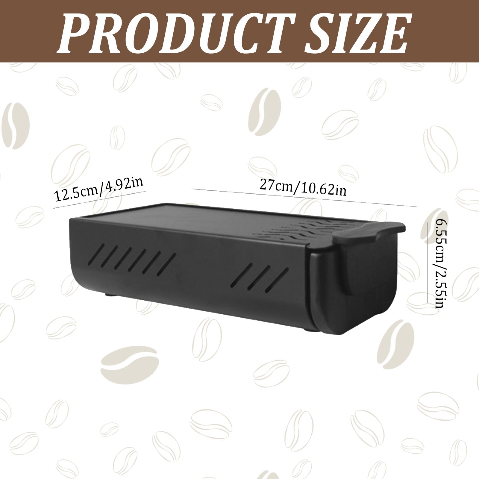 Cassetta per Caffè, Scatola Fondi di Caffè, Contenitore per Fondi di Caffè in Acciaio Inox,Cassetto per Fondo Caffe per Caffè a Cassetto per Casa, Cucine, Uffici, Negozi (27 * 12.5 * 6.5cm)
