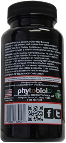 Miniatura 3 de Phytobiol GrayHair180 Hair Complex for Men and Women - Suplemento dietético 60 cápsulas - Tratamiento de 1 mes (1)