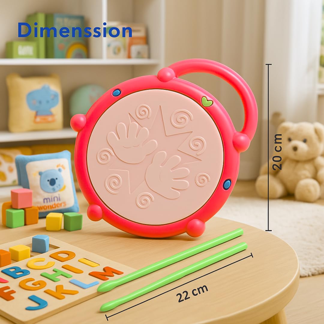 Storio Flash Drum Toy for Kids with 2 Mallets | Battery Operated Musical Learning with 3D Lights & Sounds | Educational Toy for 2-6 Year Old Boys & Girls | Multicolor Toddler Drum Set - Spiderman - Image 7 thumbnail