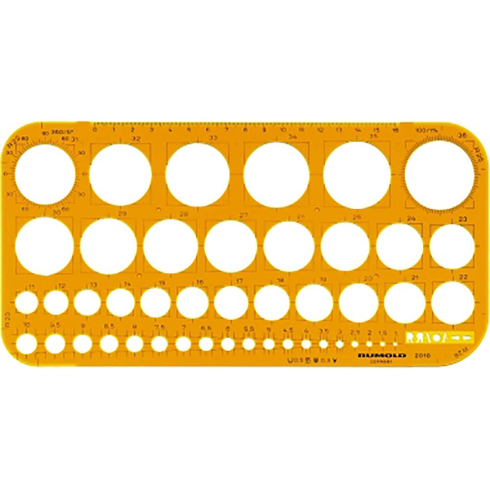 Rumold 341.010 Circle Template, 1 mm, 36 mm Circle Diameter, 260 mm Length, 130 mm Width, 1.6 mm Height, transparent