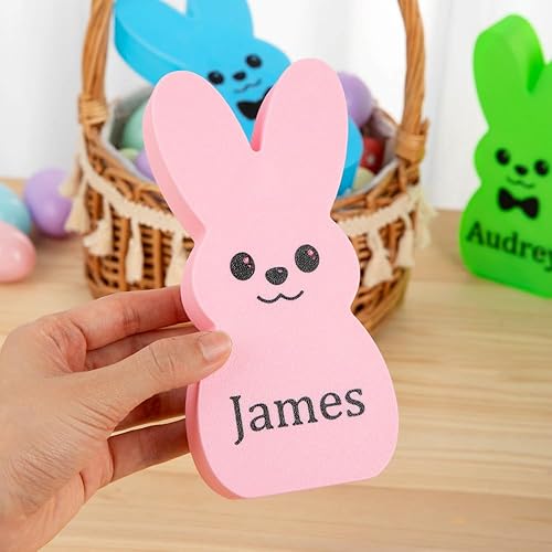 Miniatura 5 de callie Personalized Easter LED Light Ornament for Kids – Custom Name Plastic Bunny Home Decor, Easter Party Gift for Boys Girls, 1 PC Bunny,Mr &