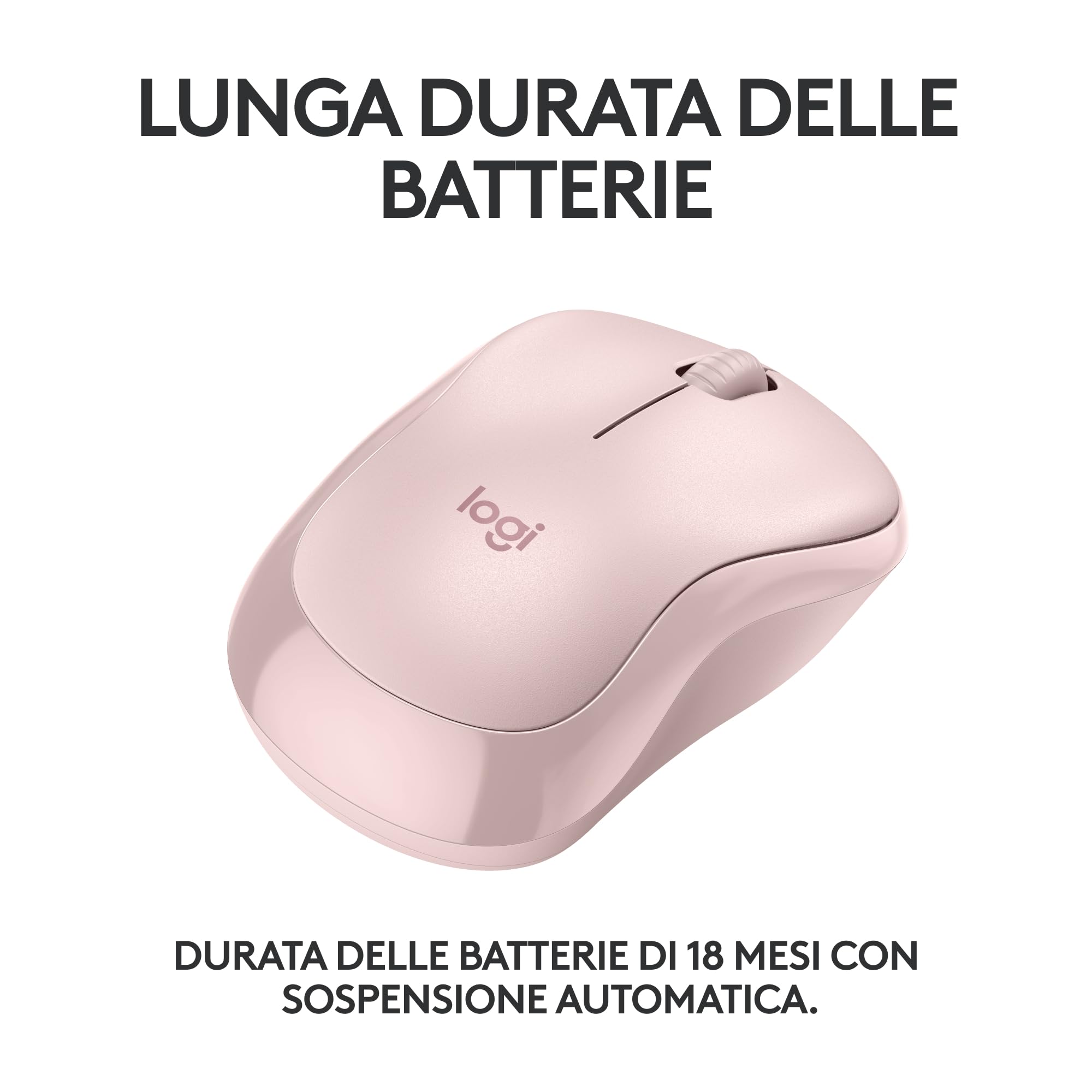 Logitech M240 Silenzioso Bluetooth Mouse, Wireless, Compatto, Portatile, Smooth Tracking, durata batteria 18 mesi, per Windows, macOS, ChromeOS, Compatibile PC, Mac, Laptop, Tablet - Rosa
