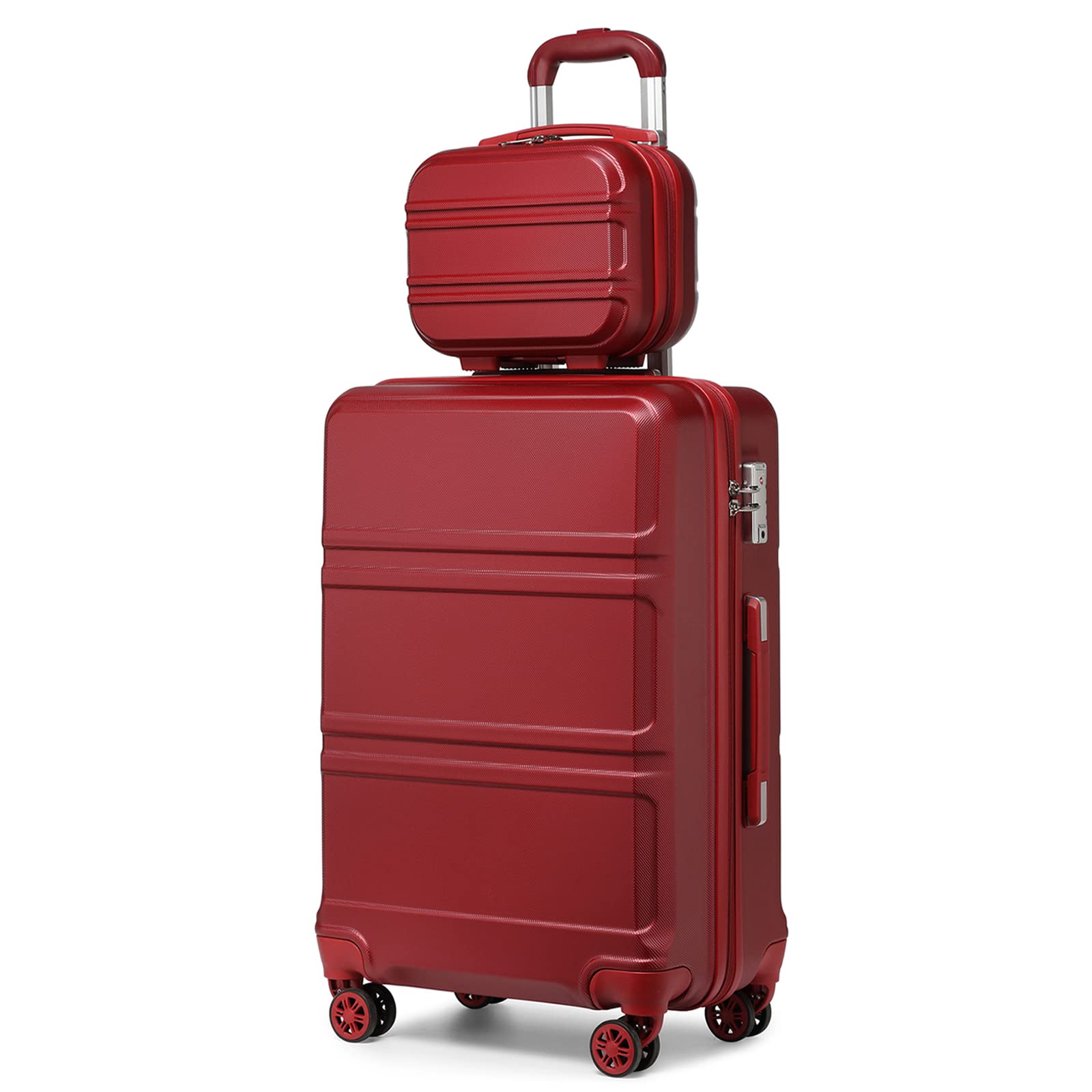 Kono Carry On Luggage Set Lightweight Airline Approved Carry On Suitcase with TSA Lock Spinner Wheels Durable Luggage Hardside Burgundy