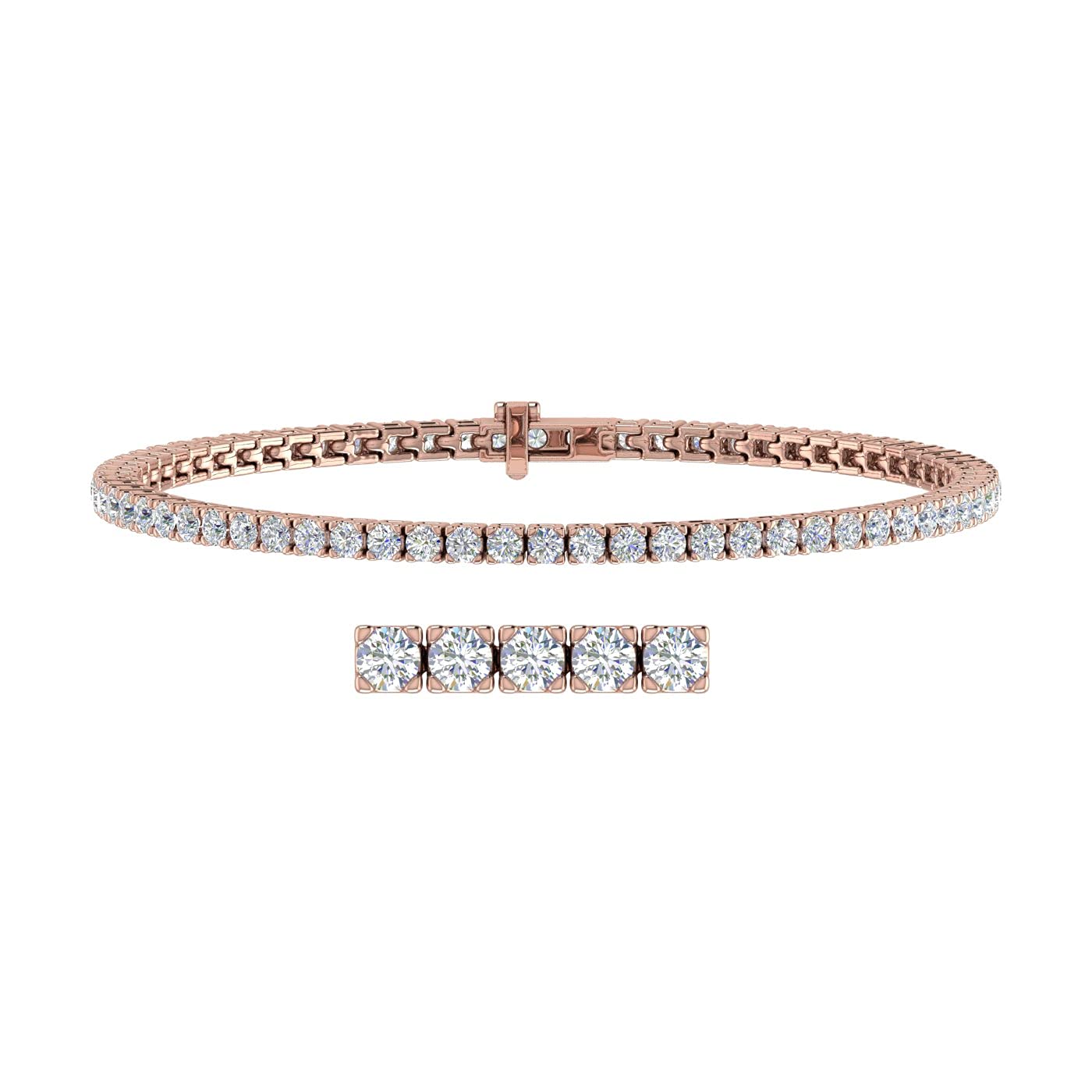 2 to 7 Carat Diamond Tennis Bracelet in 14K Gold (7 Inch) - IGI Certified (I1-I2 Clarity)