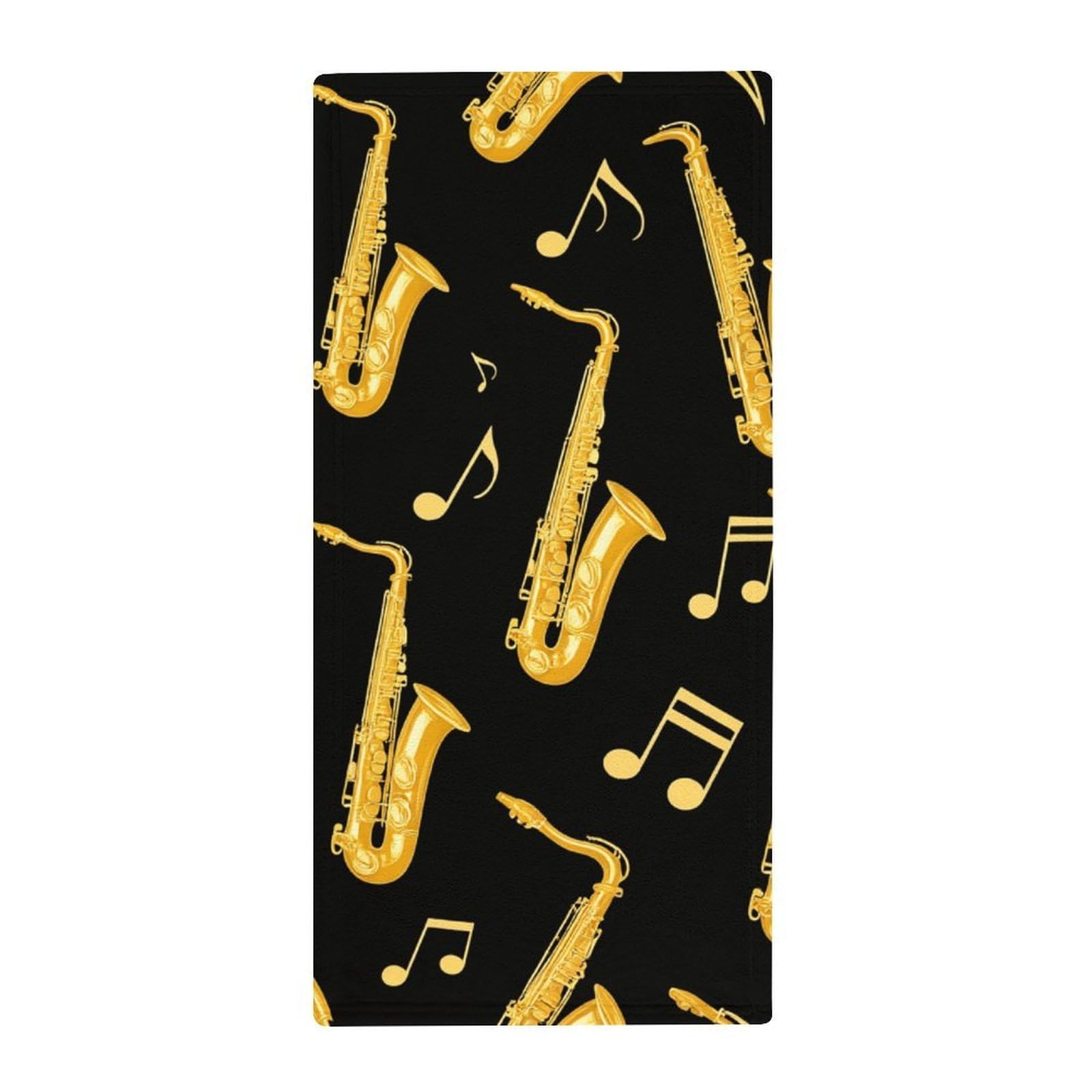 Anceky Luxury Hand & Face Towels, Saxophone and Music Ultra Soft Bath Towels for Hotels, Spa & Guest Bathrooms