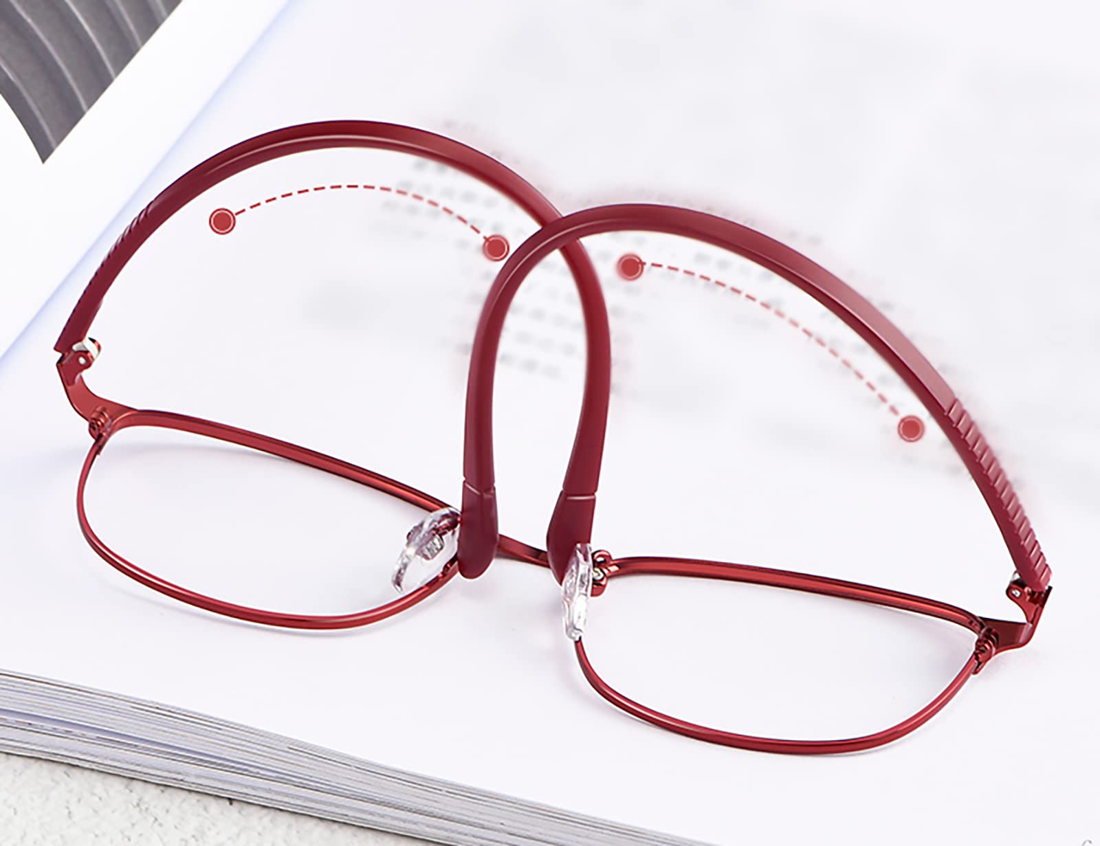Occhiali da Lettura con Blocco della Luce Blu, Occhiali da Lettura Ultraleggeri Anti-Fatica con Struttura in Metallo, Ottimi per La Lettura di Acquisti di Lavoro(Size:+1.00,Color:Rosa)