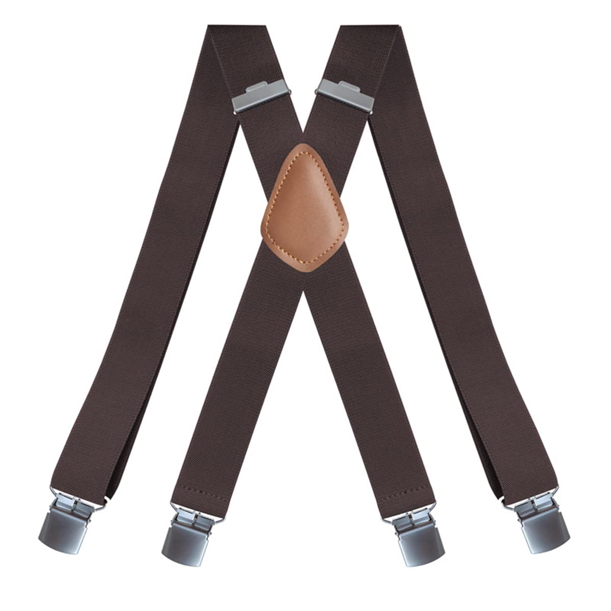 Liaoziyuan159 Elastic Mens Braces X Back With 4 Clips Adjustable Suspenders For Men Heavy Duty DMZJ (Deep Brown)