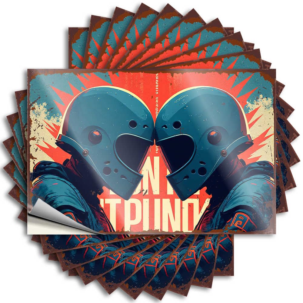Fzfn Colour Fun, Lettering Sticker Water Love In Helmets: A Heartfelt Motorcycle Romance | Summer Western(6X9cm)