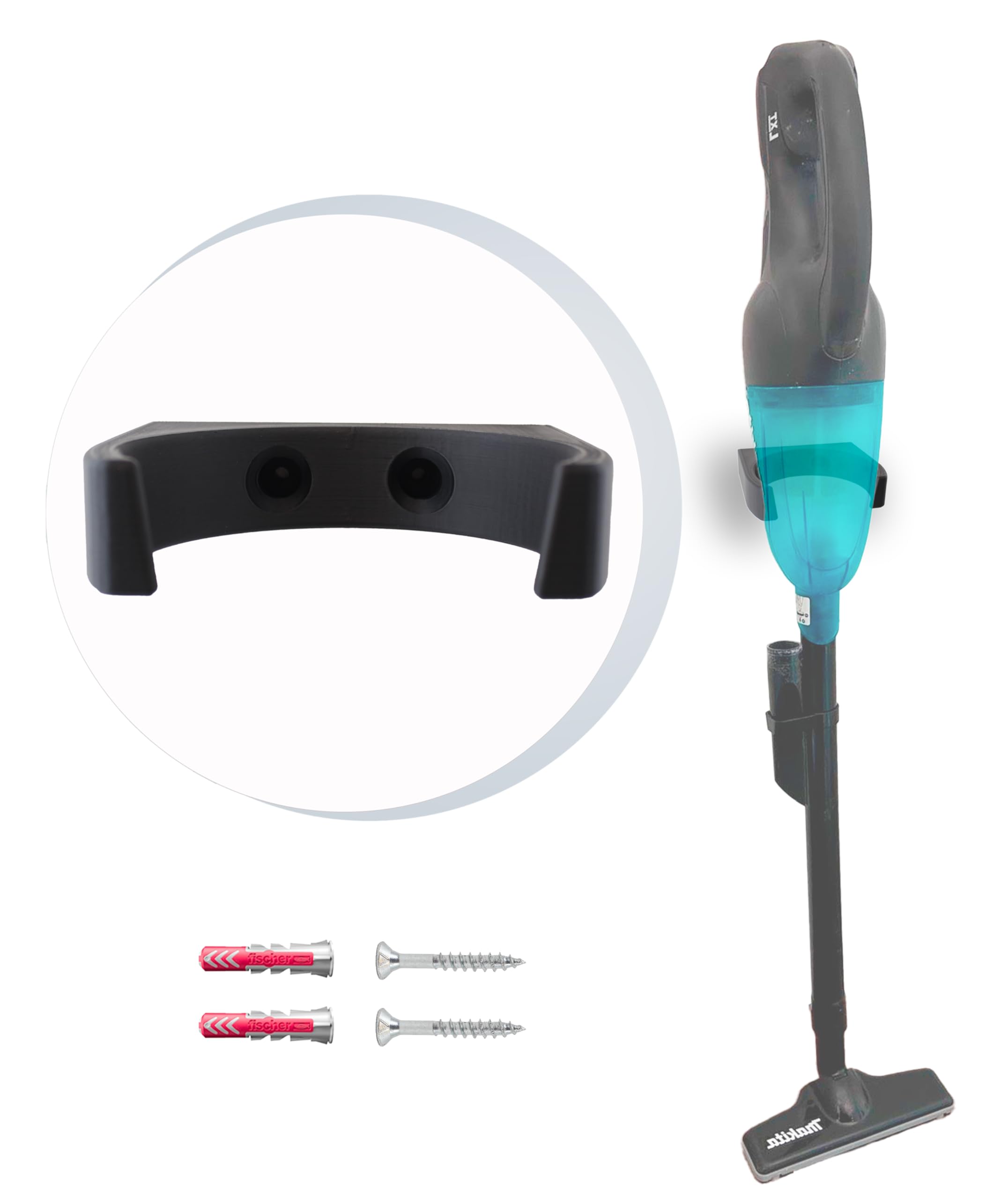 Naturalspring Wall mount for Makita DCL vacuum cleaner, space-saving storage, including mounting kit, secure hold, cleaning aid in the home, elegant and functional, SPH110