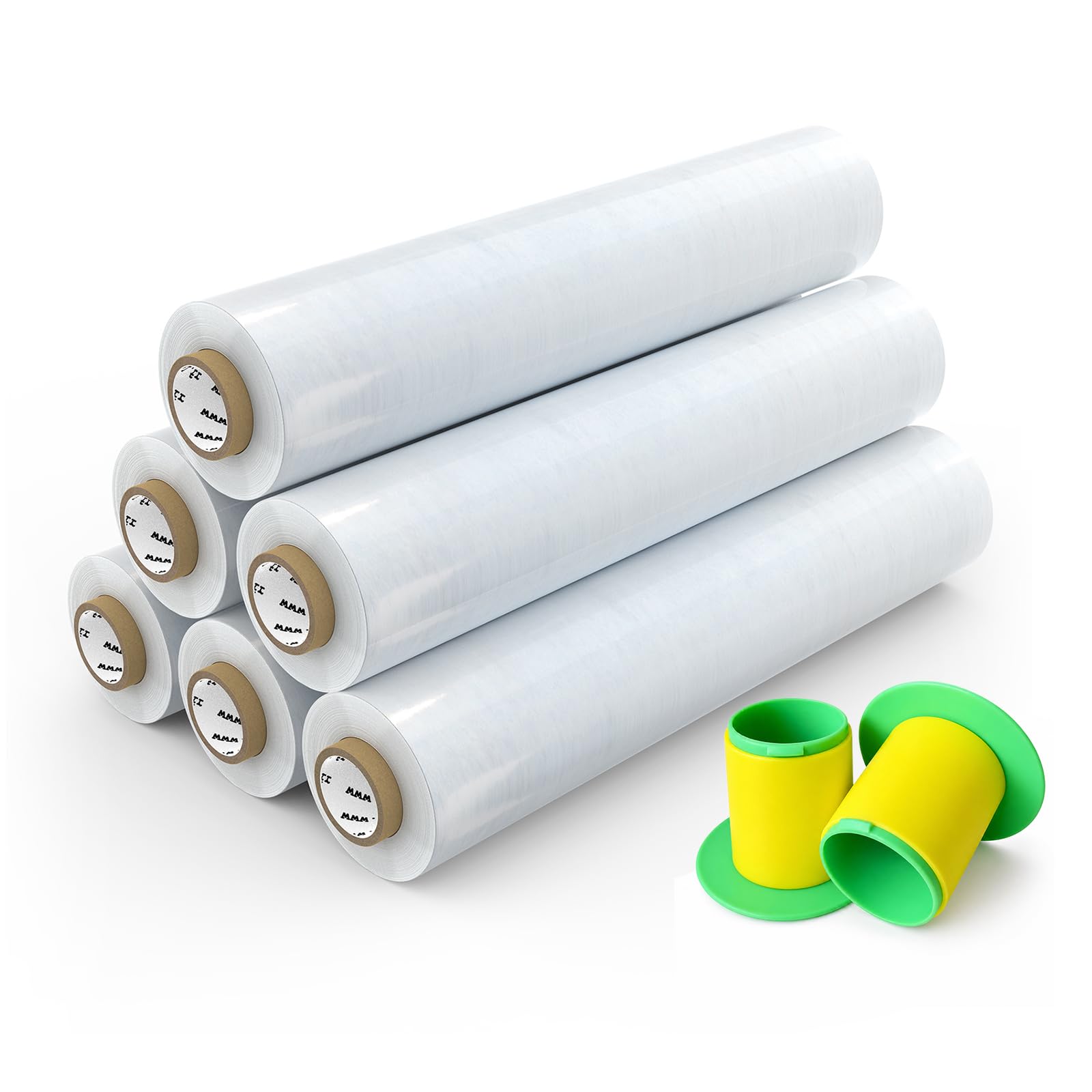 Lot de 6 Films Étirables Transparents 50 cm x 300 m, 23 Microns, 3,57 kg – Film Emballage Professionnel pour Palette, Colis, Déménagement et Protection de Meubles