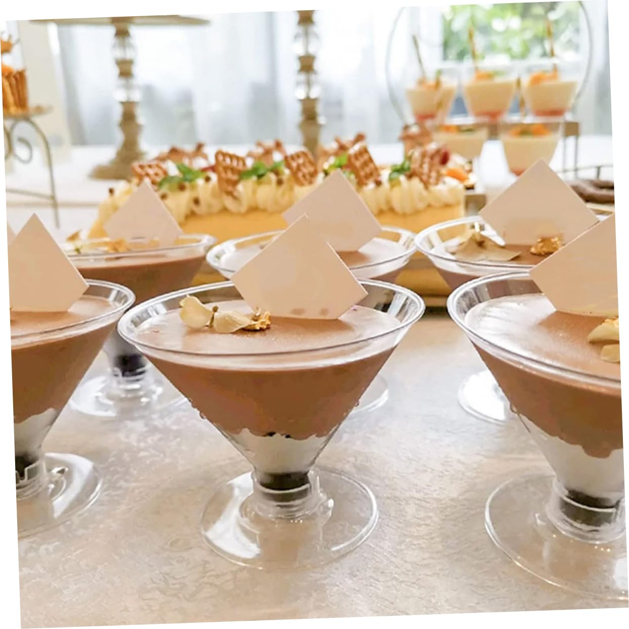 Beavorty 15Pcs Cocktail Glasses Elegant Disposable Beverage Goblets for Parties Weddings and Events for Desserts Ice and Cocktails Sturdy and Safe to Use