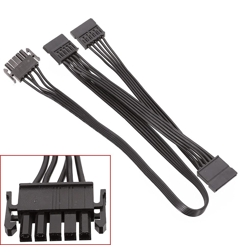 Kqcibz 5Pin to 3 Port SATA Peripheral Power Supply Cable for Modular PSU, Black, 500108835