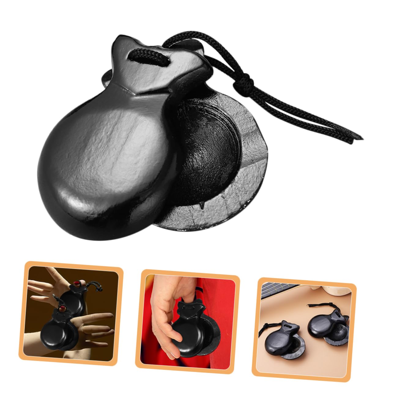 Nacchere in Legno 4 Pezzi Compatte e Leggere Superficie Liscia per Strumenti a Percussione Piccoli per Flamenco e Musica Tradizionale