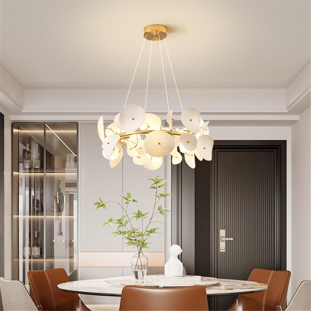 CSXSXAUO Contemporary Ceramic Living Room Chandelier LED Fashion Art Restaurant Bedroom Study Villa Hotel Cafe Bar Counter Pendent Lamp (A D60CM)