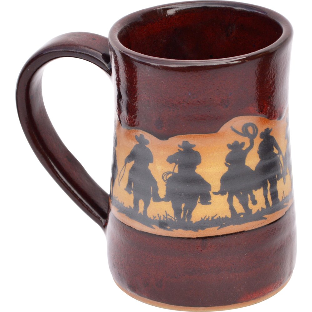 ALWAYS AZUL POTTERY Yellowstone Cowboy Roundup 17 Oz. Small Tankard in Real Red Glaze - Handmade Ceramic Beer Mugs - Stylish and Unique Handcrafted Artistic Stoneware- Polished Clay Cups For Beer