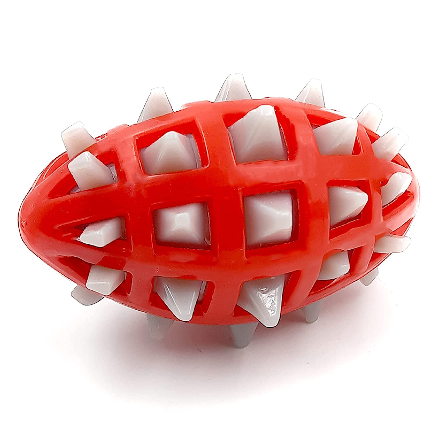 Spikey Rugby Toy Ball for Dogs | Rubber Squeaky Toy Ball for Dogs | Chew Toy for Dogs | Teething Toy for Puppies (Color May Very) (B09MZJ7PFG) Amazon Price History, Amazon Price Tracker