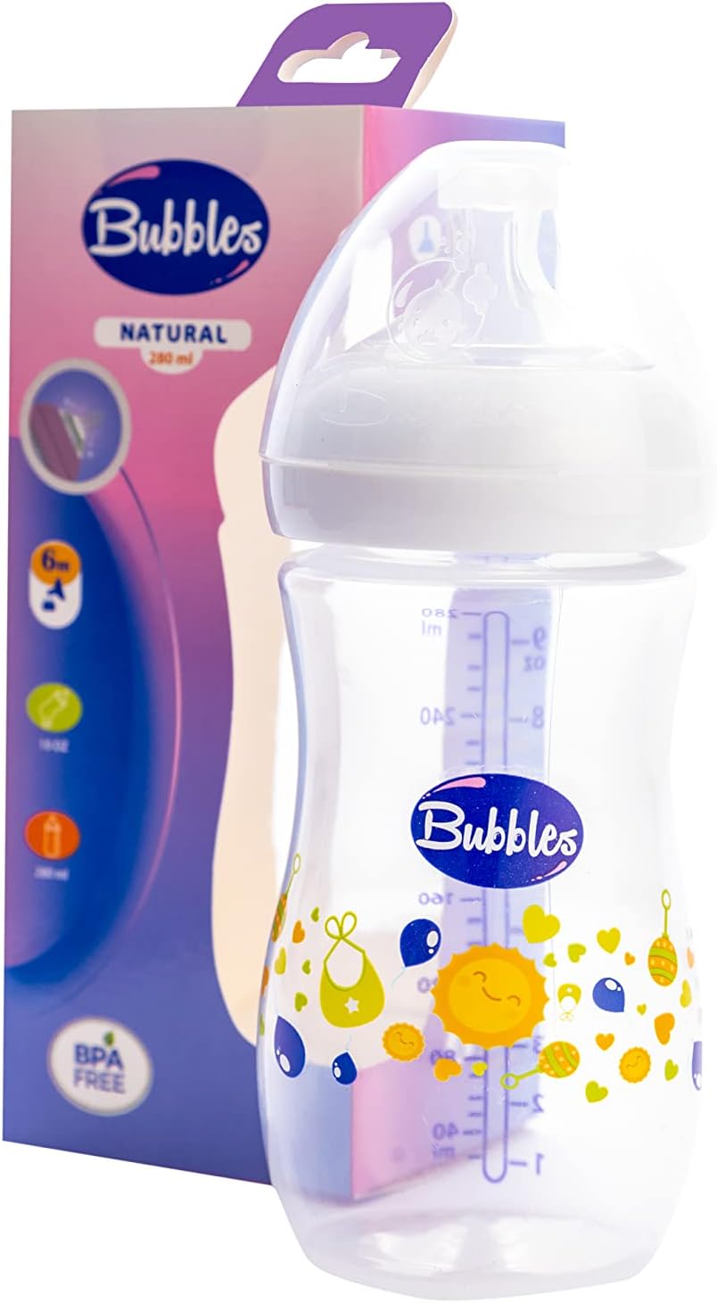 Bubbles natural feeding bottle without hand 280 ml white Buy Online