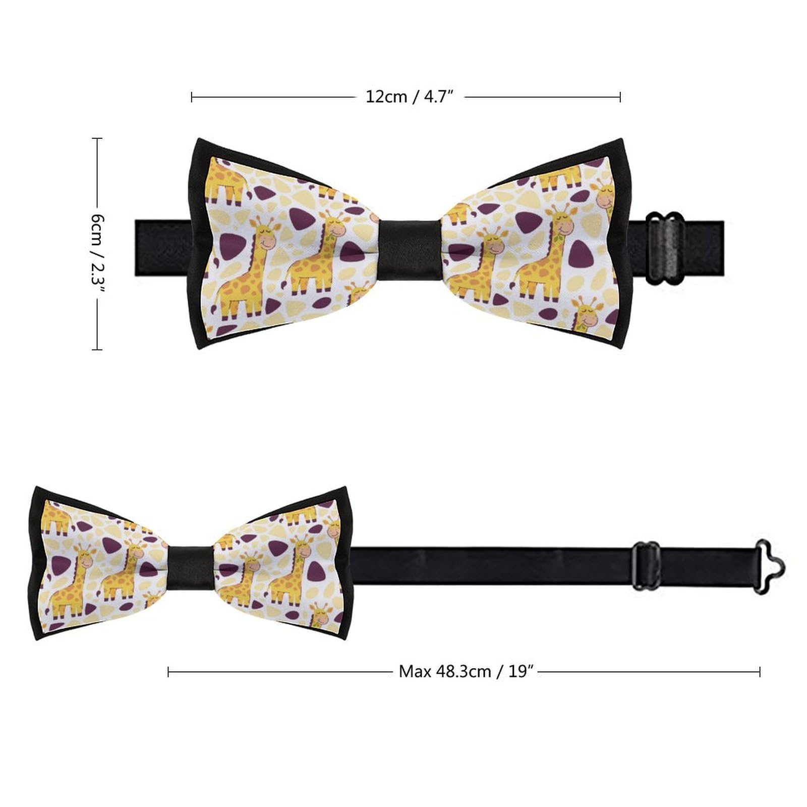 GoasNei Cute Giraffe Pattern Bow Tie for Men Adjustable Necktie Funny Tie Neck Ties for Weddings Party