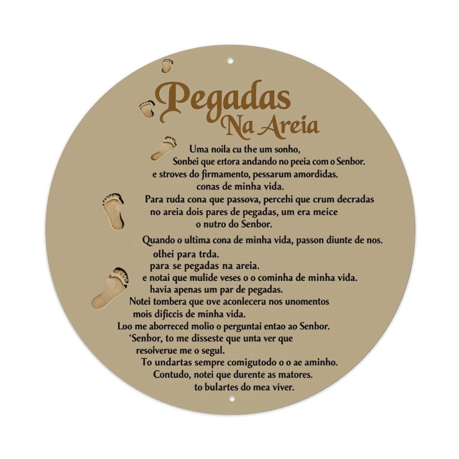 Footprints In The Sand Poem Round Tin Sign Vintage Style Metal Sign Home Bar Garden Wall Plaque Decor Metal Poster 8x8 Inch