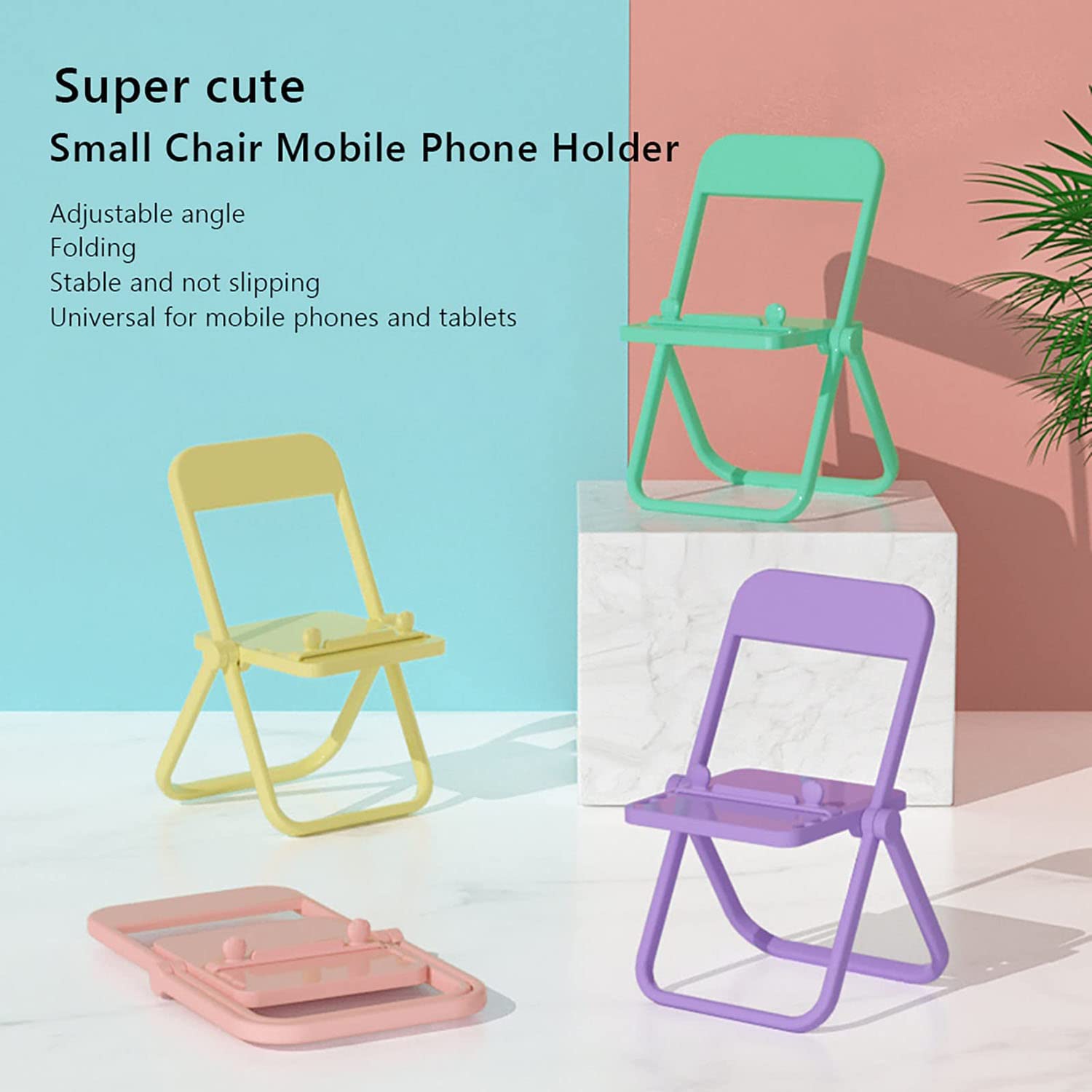 Opvouwbare Stoel Vorm Mobiele Telefoon Standhouder Voor Bureau Decoratie-Draagbare Grappige Leuke Mobiele Telefoon Houder Stand| Miniatuur klapstoel mobiele telefoonstandaard